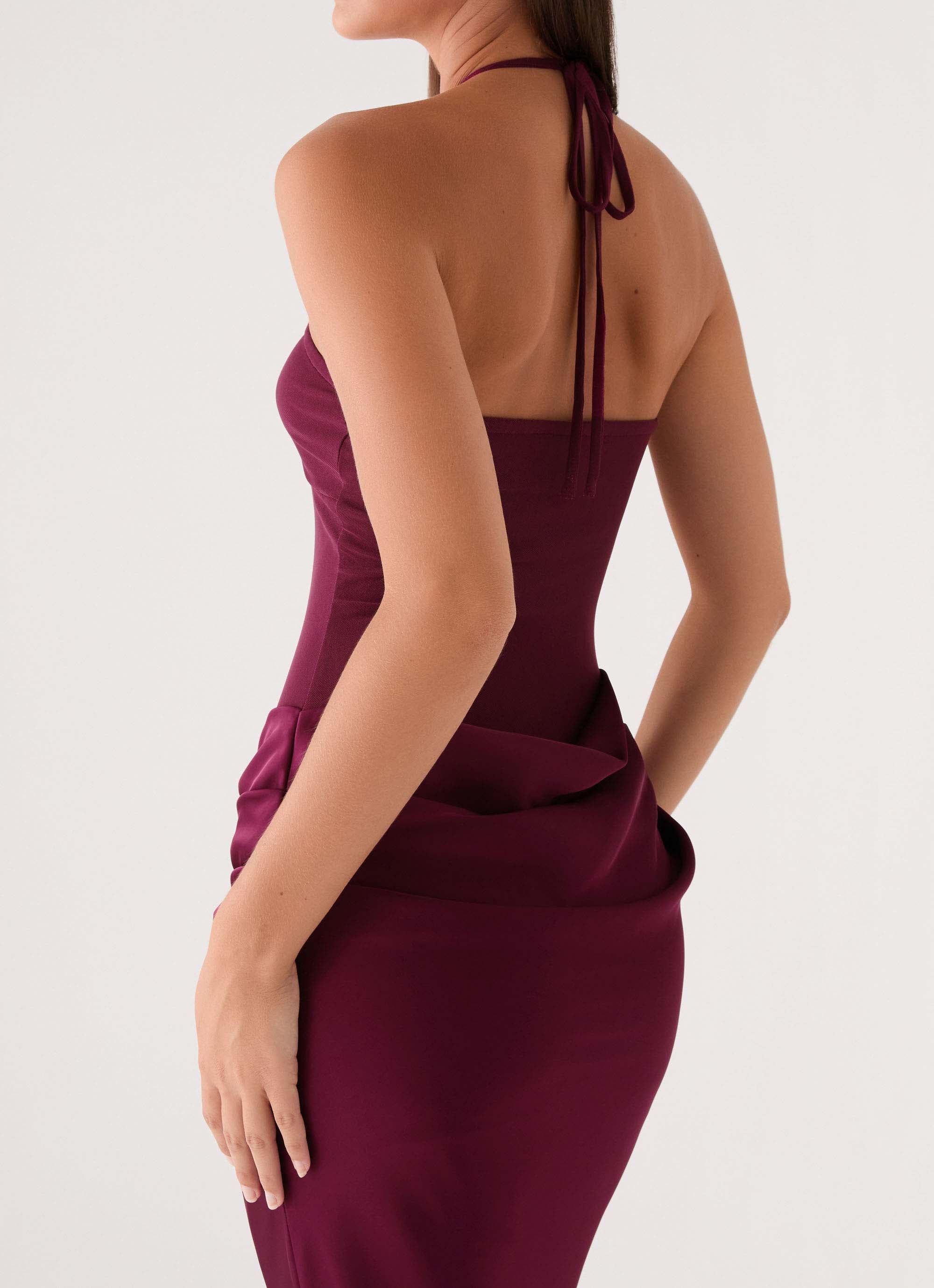 Verner Halter Maxi Dress - Plum
