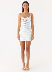 Last Light Mini Dress - Porcelain Blue Polka Dot