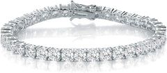 Gemsme 4.0MM Tennis Bracelets for Women - 18K White Gold Plated 4mm Round Cut Cubic Zirconia Classic Tennis Bracelet for Women/Men,Size 6/6.5/7/7.5/8/8.5 inch